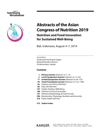 Abstrack of Asian Congress of nutrision 2019, Nutrision and food innovation for sustained well-being